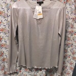 Jessica Simpson NWT Size Small long sleeve silver Shirt